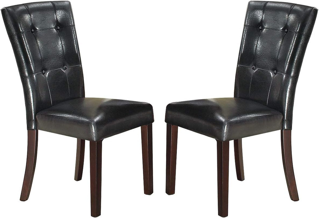 Set of 2 Black Faux Leather Tufted Dining Chairs S230