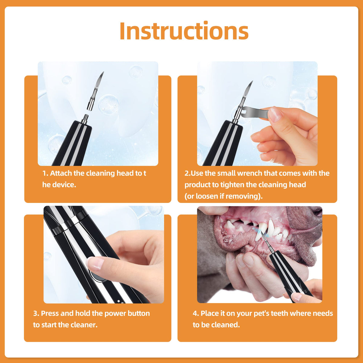 Ultrasonic Pet Tooth Cleaner Kit with LED Light D7614