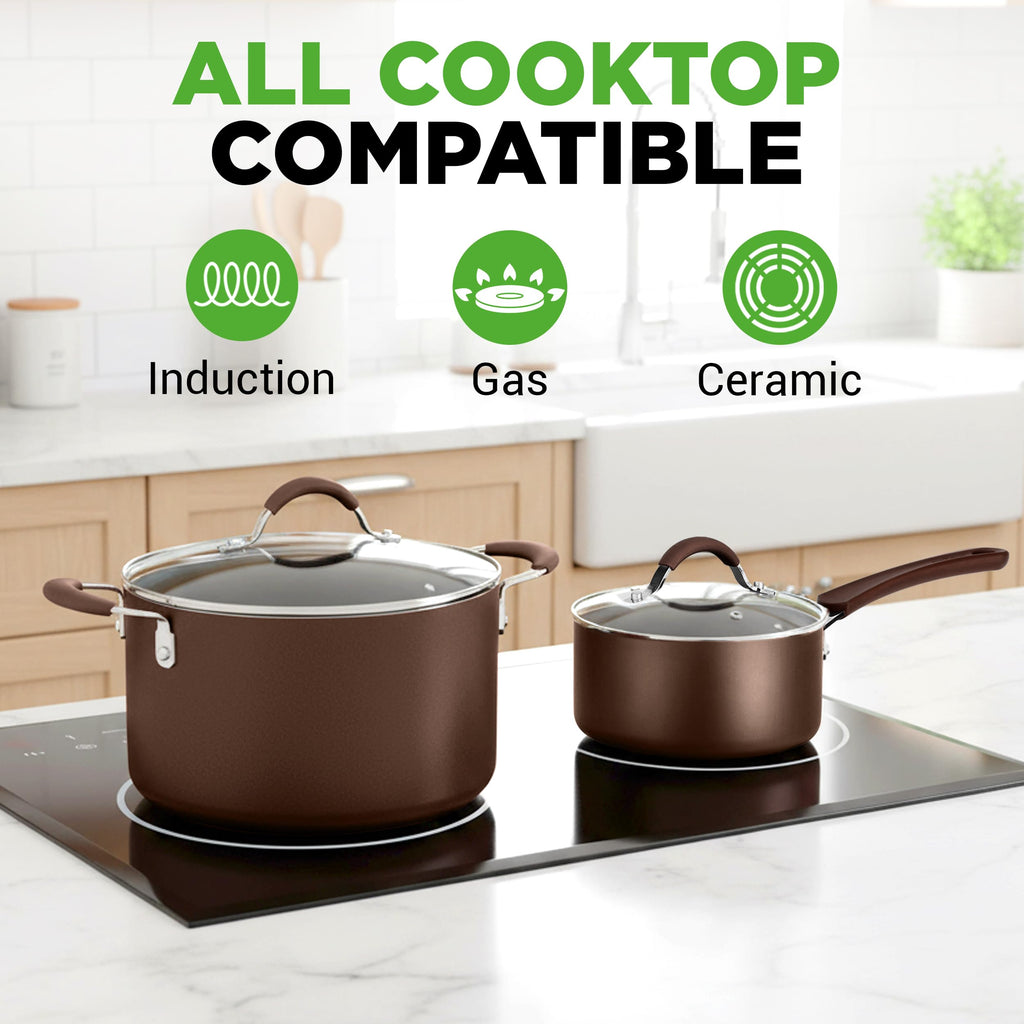 14-Piece Nonstick Brown Cookware Set Z9571