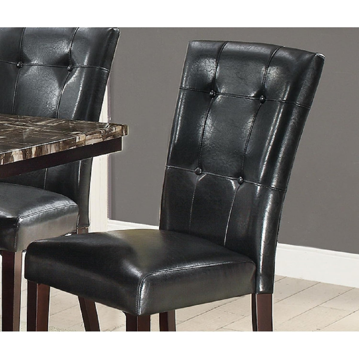 Black Faux Leather Tufted Parson Chairs Set of 2 X971835