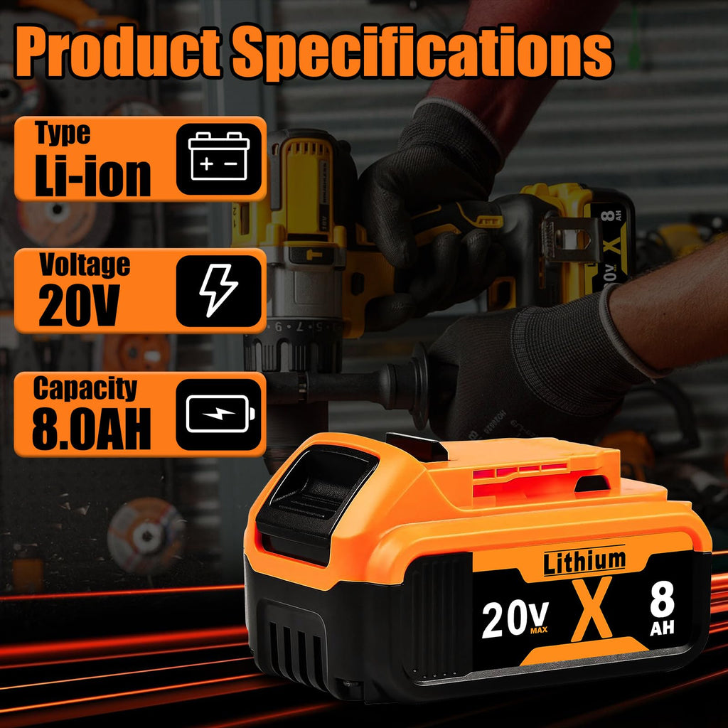 8.0Ah 20V MAX Lithium Batteries 2 Pack L291