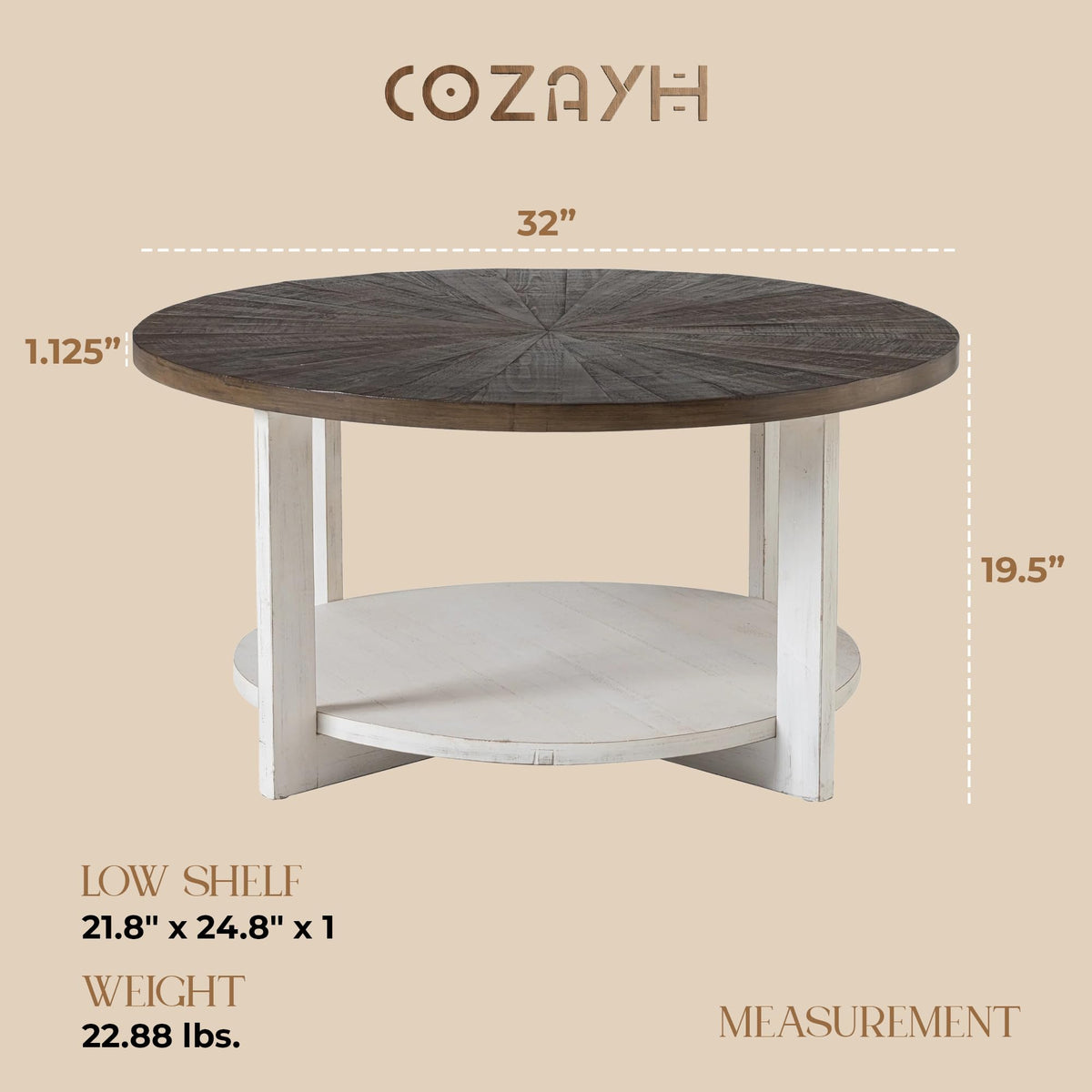 Round Farmhouse Coffee Table H357