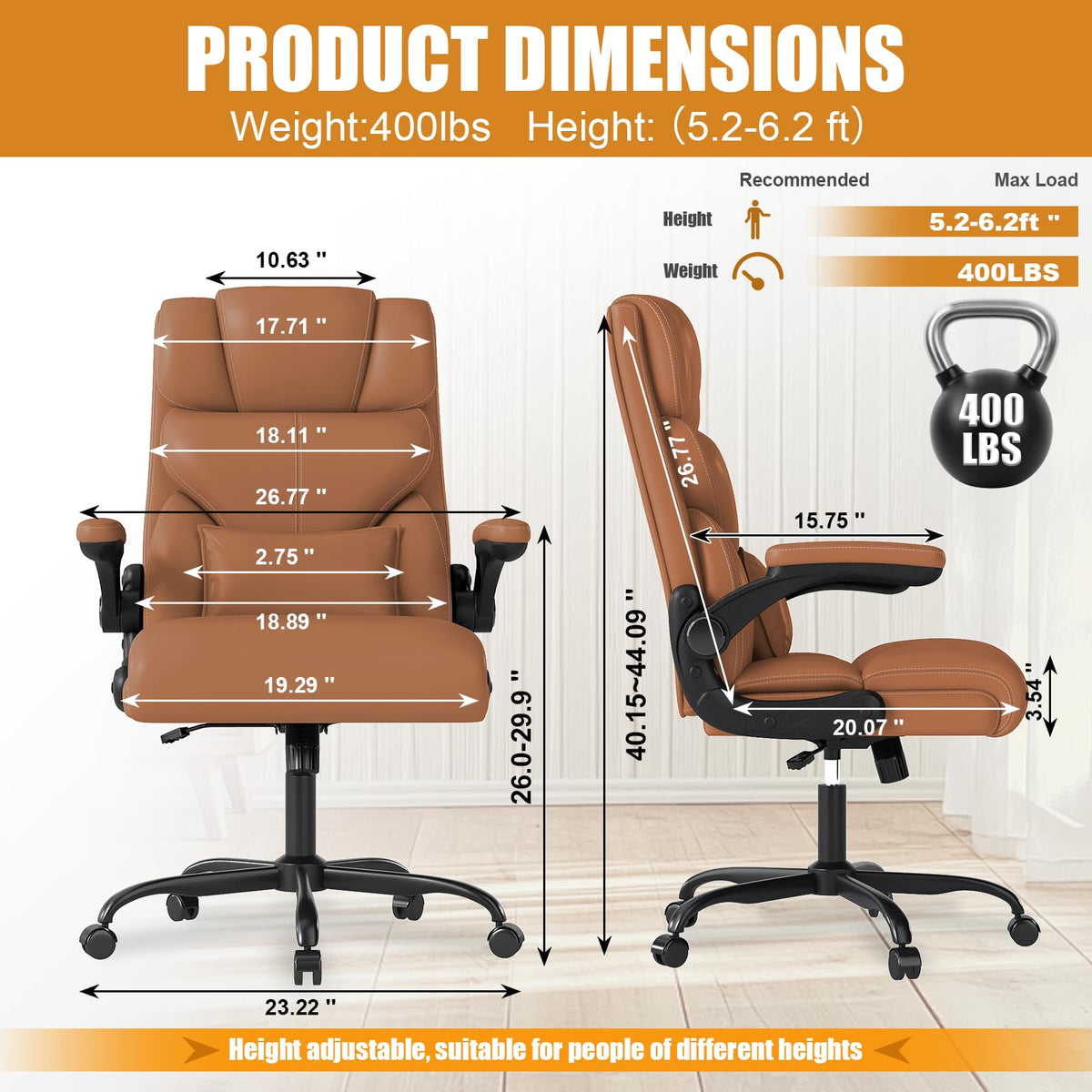 Ergonomic Office Chair with Flip-up Armrests U3064