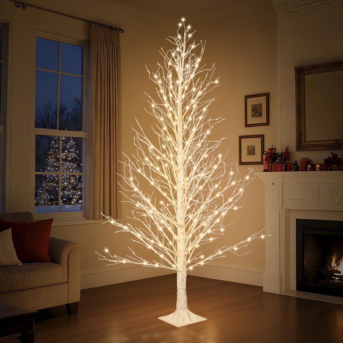 6FT LED Lighted Birch Tree with Timer IP44 Waterproof Z2236