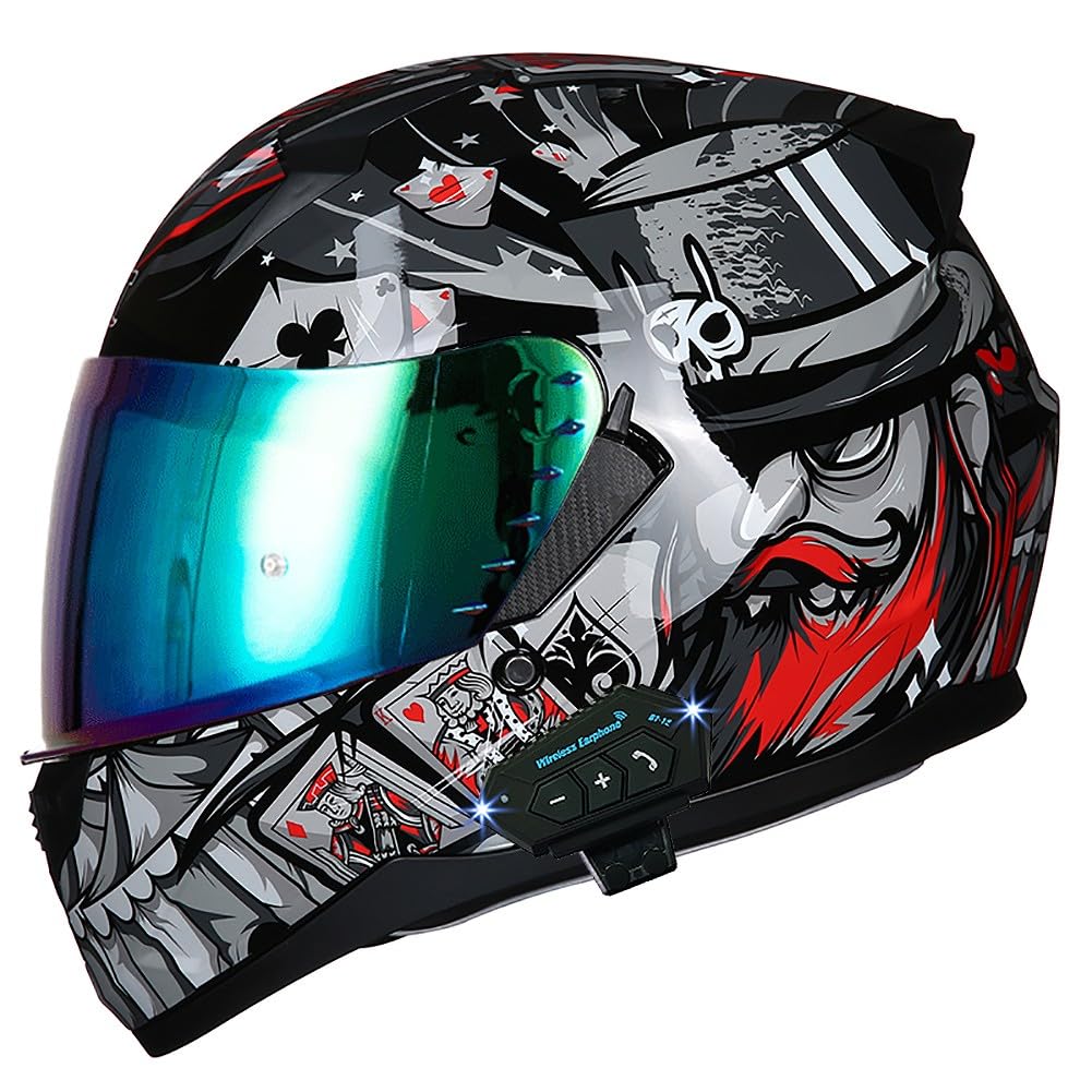Bluetooth Motorcycle Helmet Anti-Fog Flip Up Full Face DOT Approved C48579
