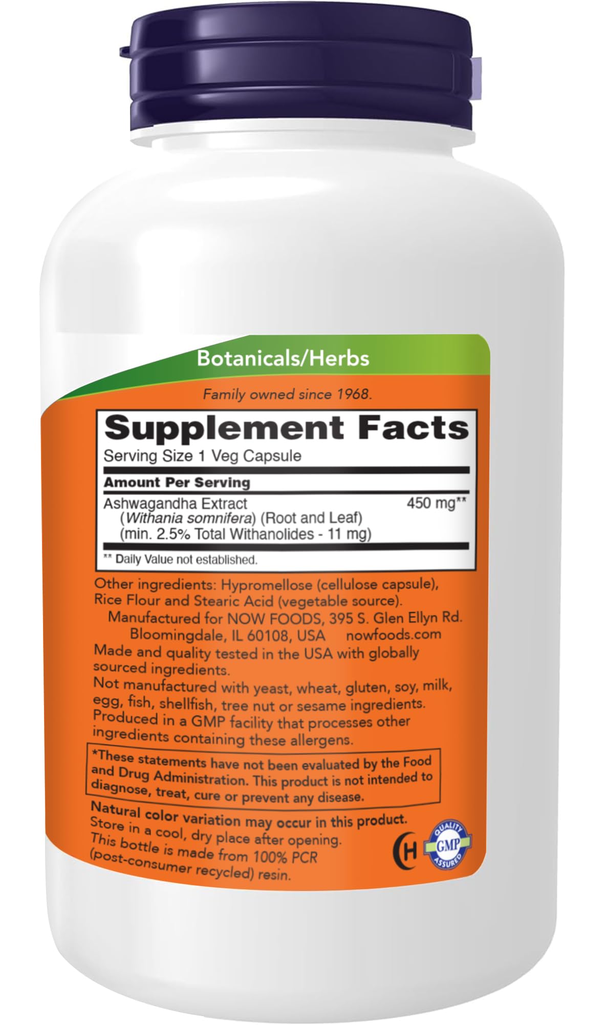Ashwagandha Extract 450 mg Vegan 240 Veg Capsules G92008