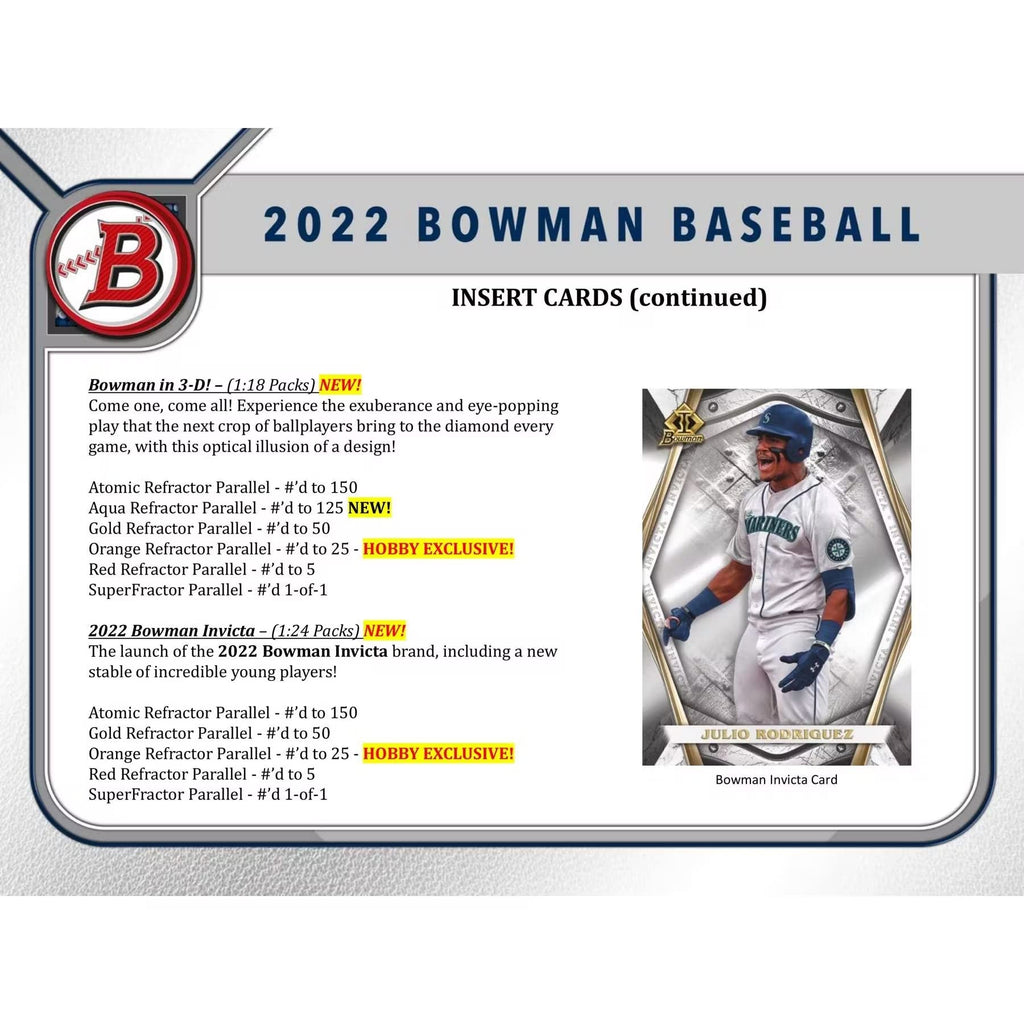 2022 Bowman Baseball Trading Card Mega Box H61139