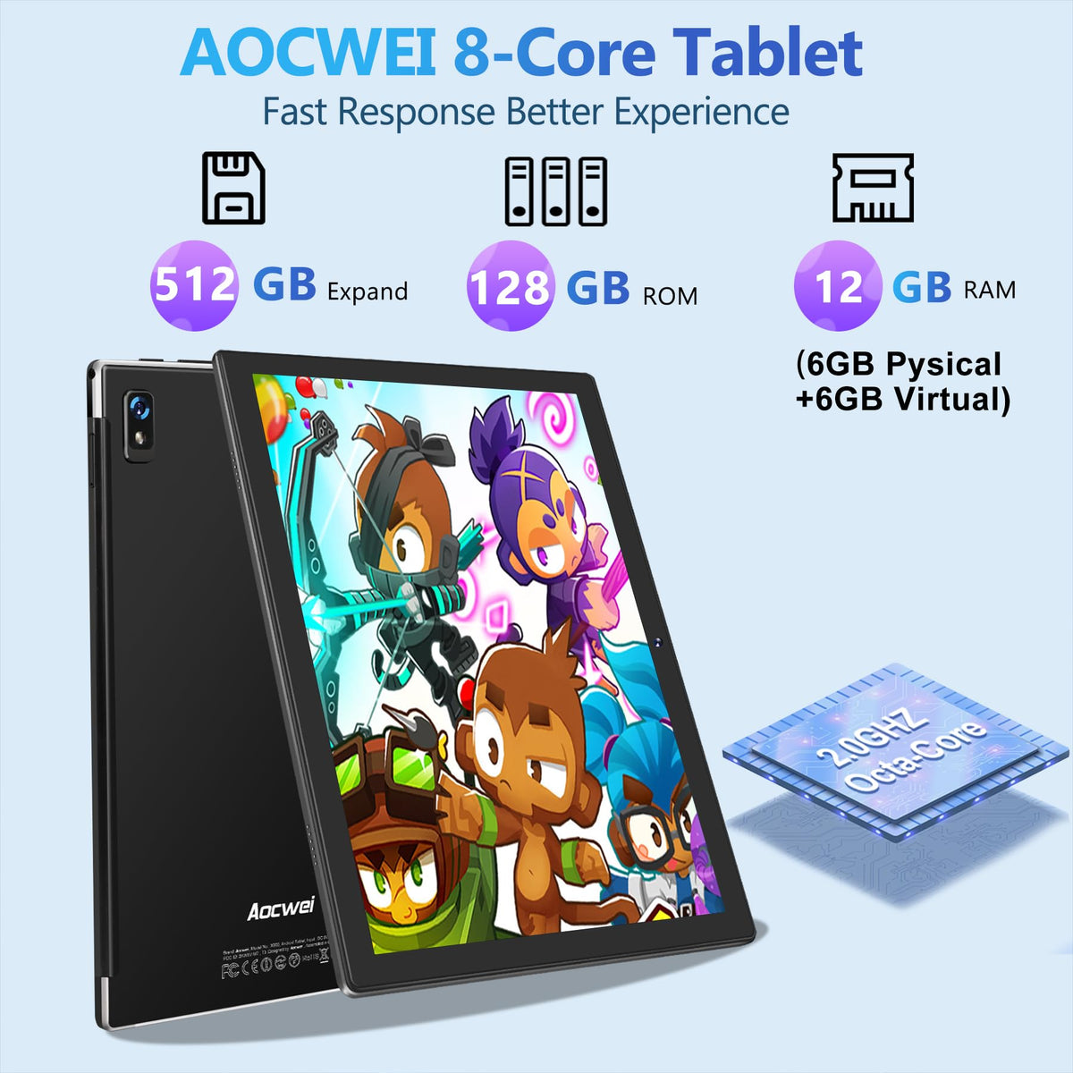 Black 12GB RAM 128GB ROM 10 Inch Android Tablet with Keyboard F28714