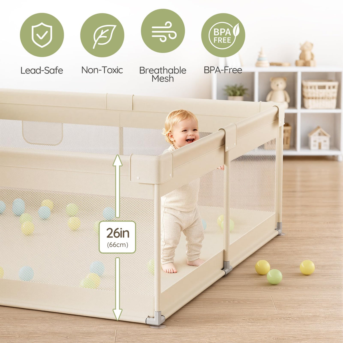 Beige Small Baby Playpen X2395