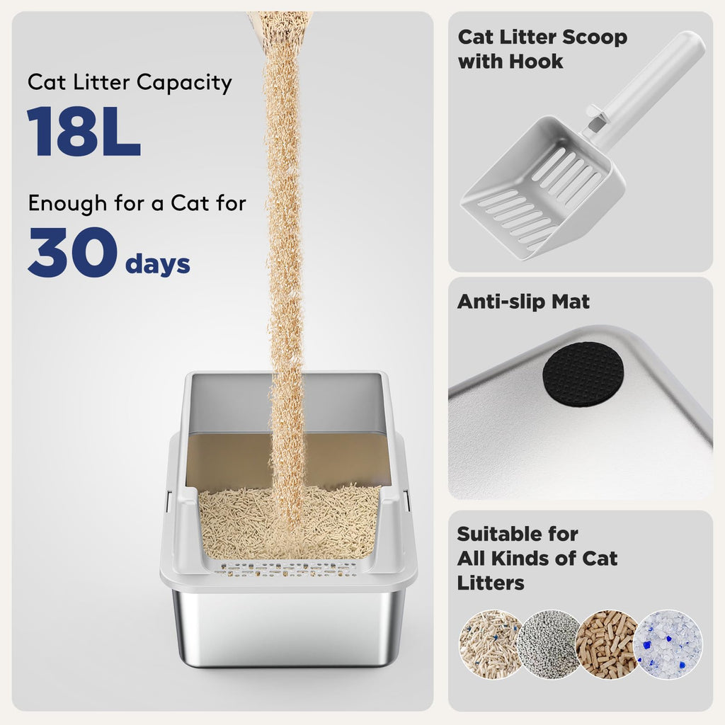 2 Pack Stainless Steel Cat Litter Box with Lid W744