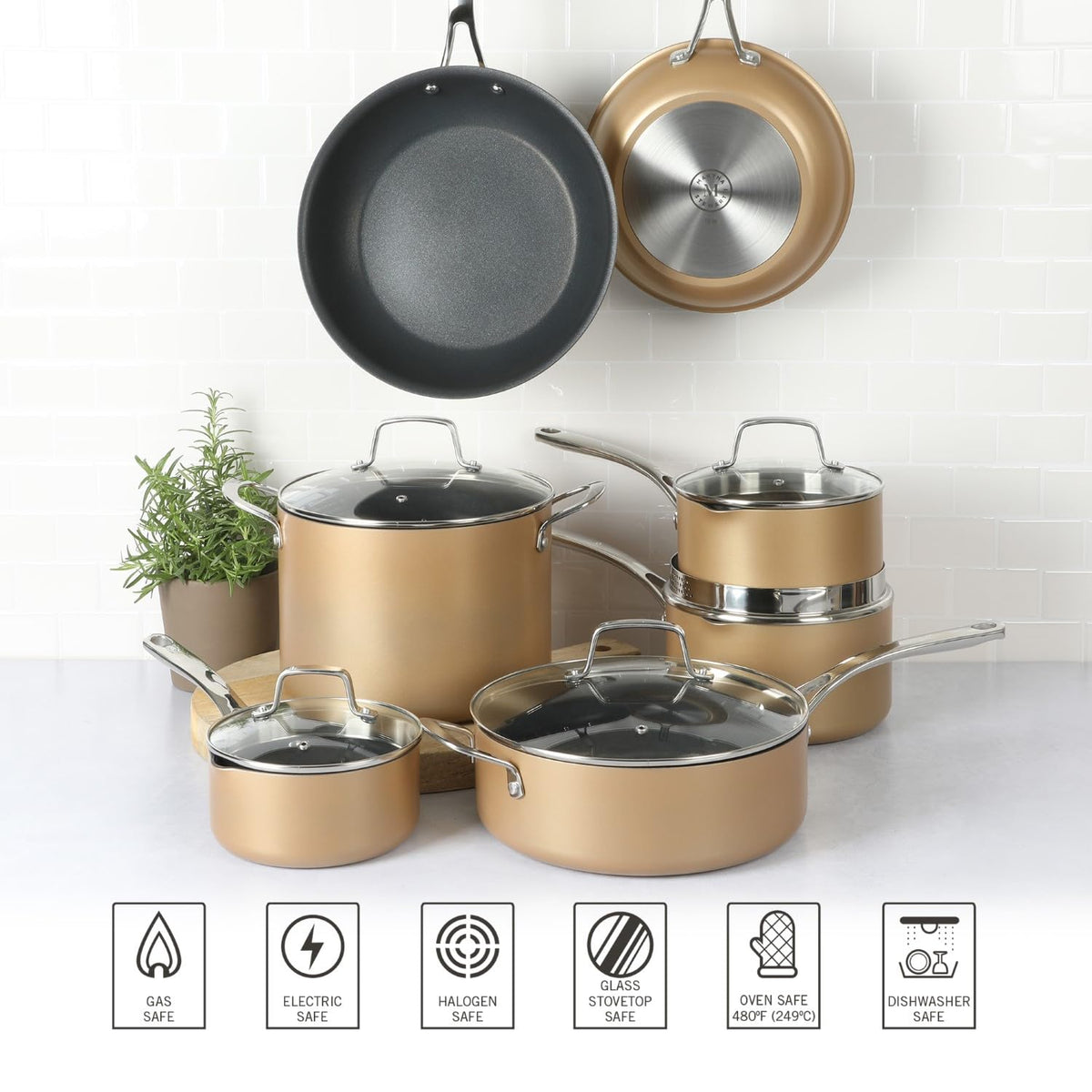 12 Piece Hard Anodized Nonstick Cookware Set H44432