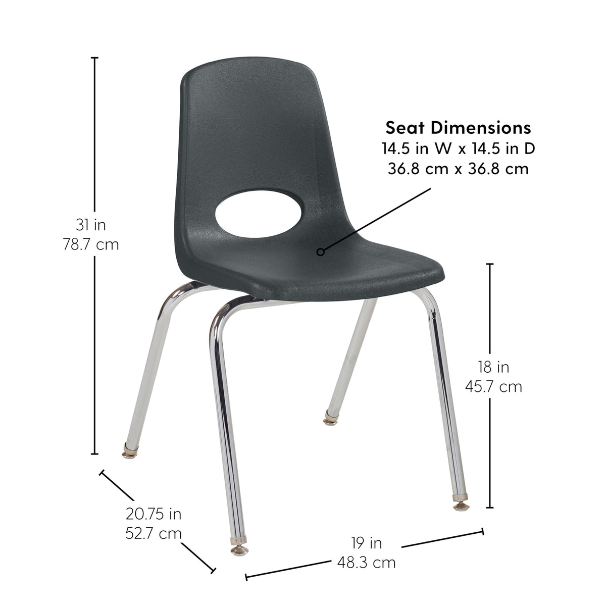 18" Black Stack Chair 5-Pack A445