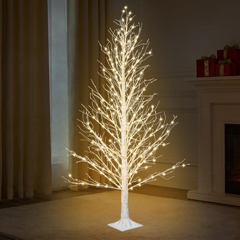 6FT LED Lighted Birch Tree with Timer IP44 Waterproof Z2236