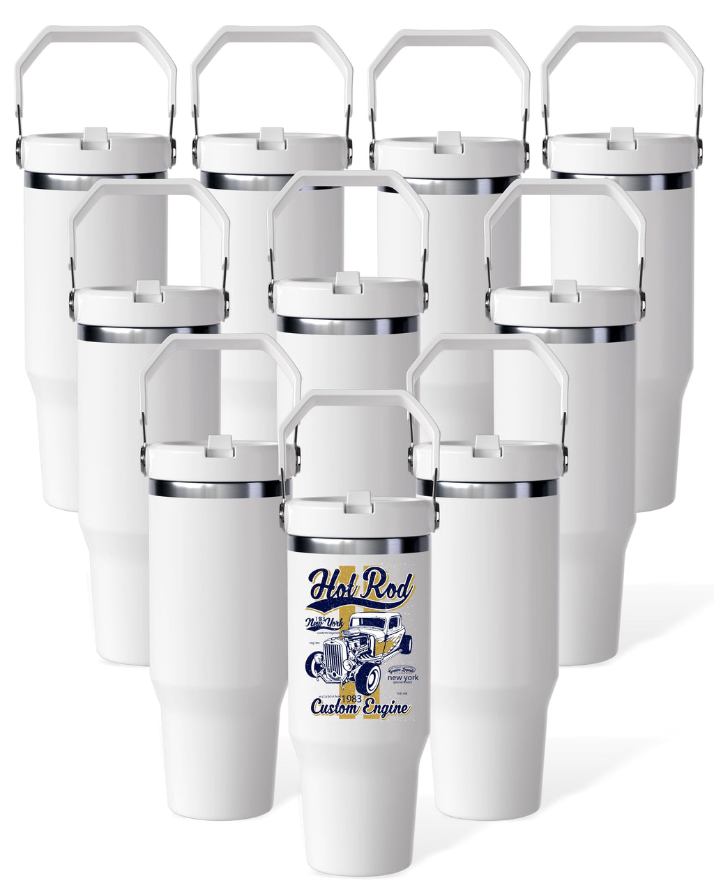 30oz Sublimation Blank Tumbler with Handle and Flip Straw B90631