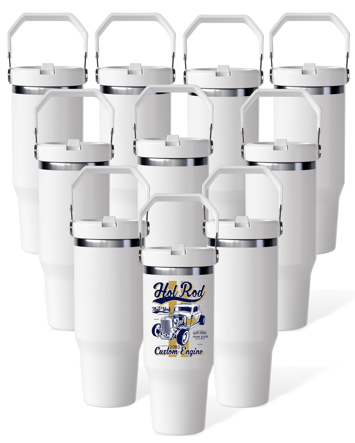 30oz Sublimation Blank Tumbler with Handle and Flip Straw B90631
