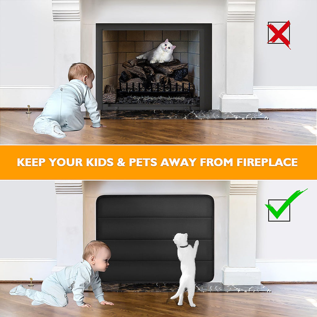 Black Magnetic Fireplace Cover H401641