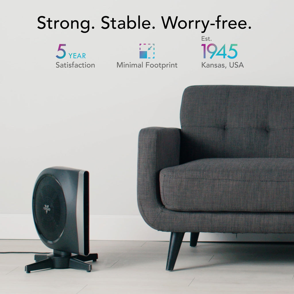 Compact Oscillating High Velocity Floor Fan with Remote Control, 5 Speeds, Black L11621