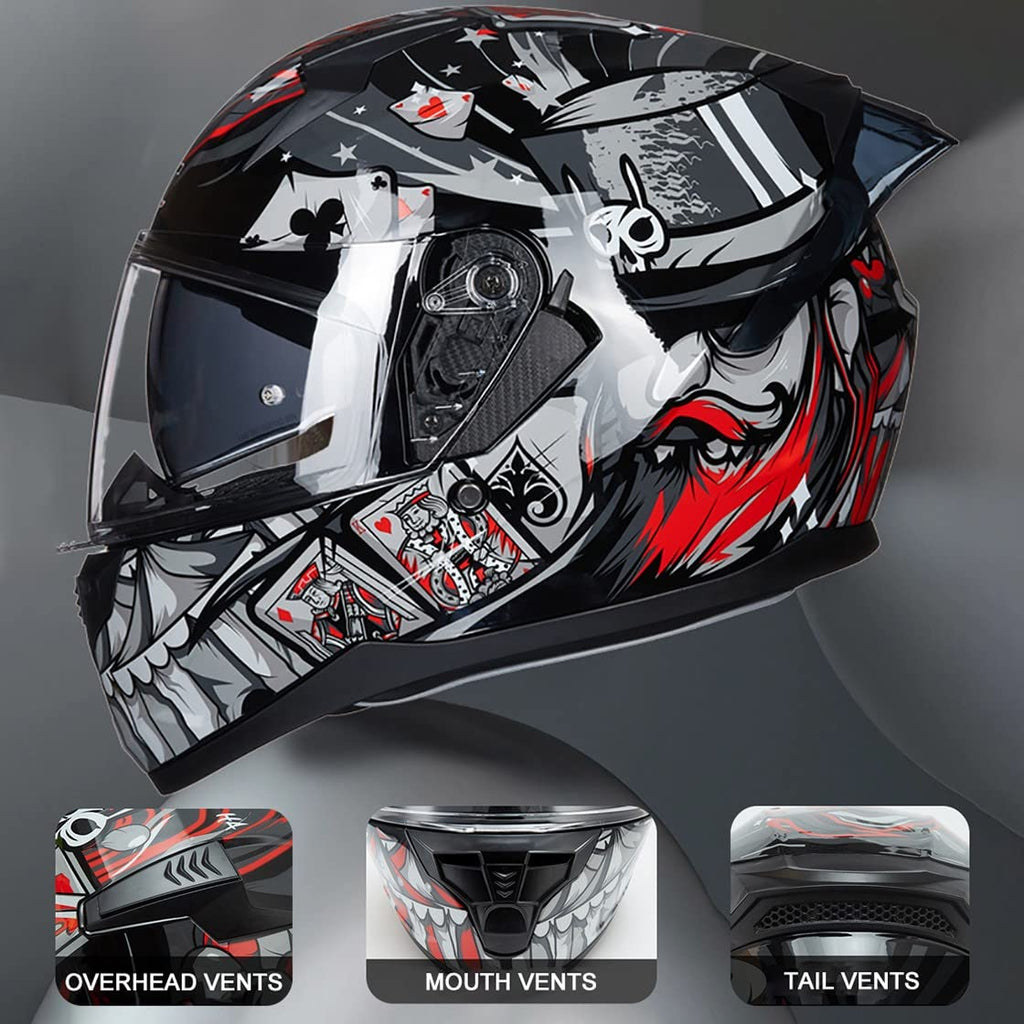Bluetooth Motorcycle Helmet Anti-Fog Flip Up Full Face DOT Approved C48579