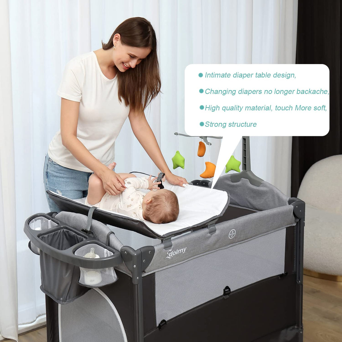 4-in-1 Pack and Play with Bassinet and Changing Table X818