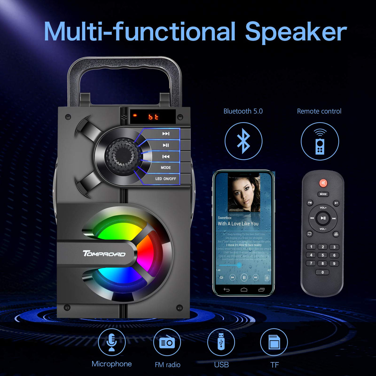 Portable Bluetooth Speaker with Subwoofer O8916