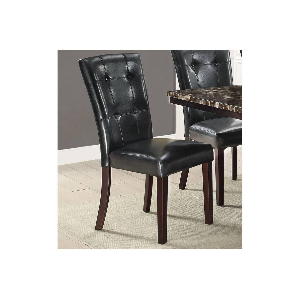 Black Faux Leather Tufted Parson Chairs Set of 2 X971835