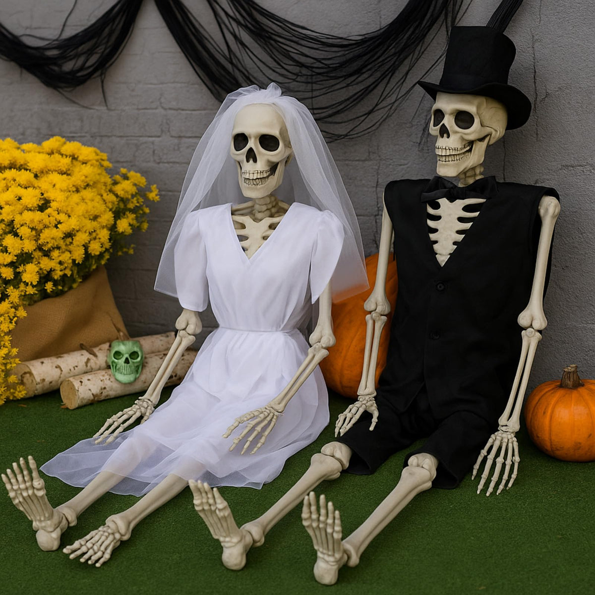 2 Set 5.4 Ft Posable Skeleton Decor K581205