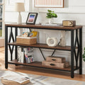 Brown 47 Inch Sofa Console Table with 3 Tier Bookshelf G84796