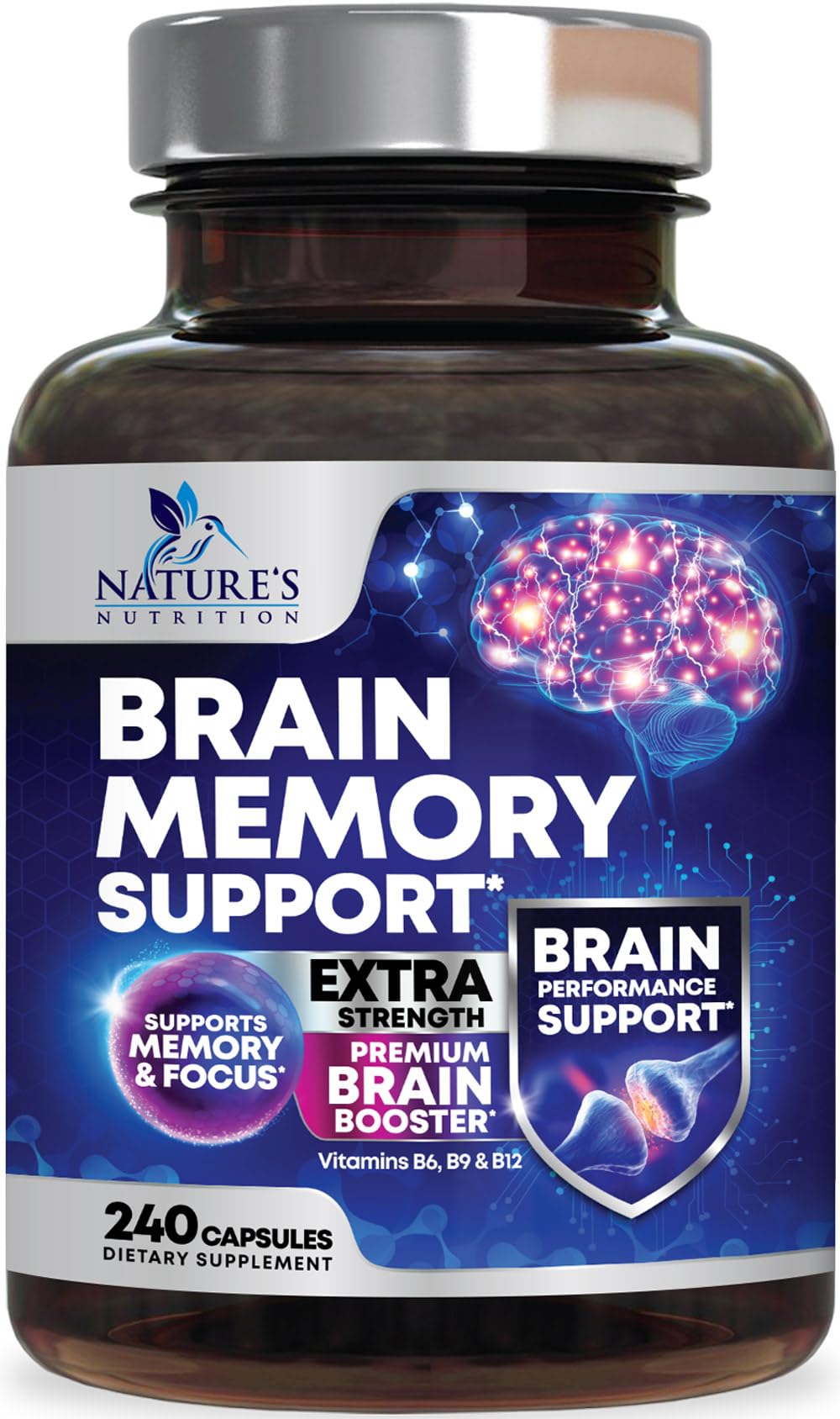 Brain Memory Supplement Pills 240 Capsules Y36654