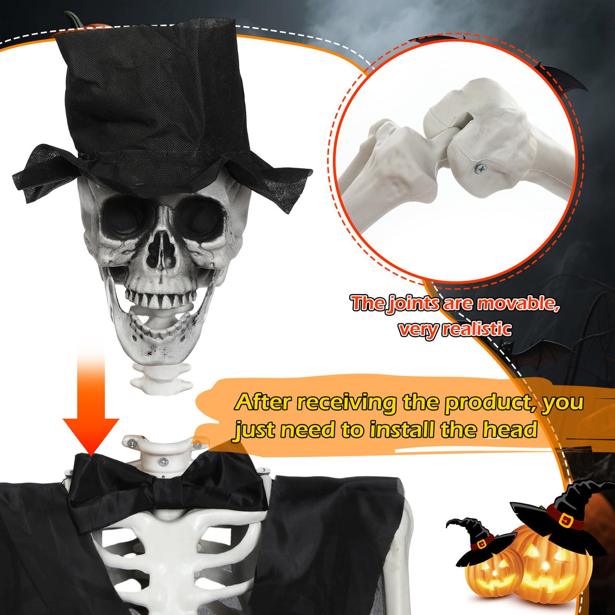 2 Set 5.4 Ft Posable Skeleton Decor K581205