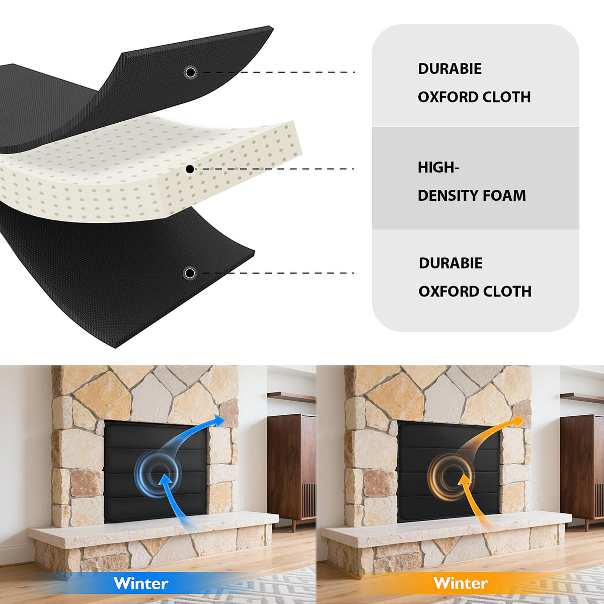 Black Magnetic Fireplace Cover H401641