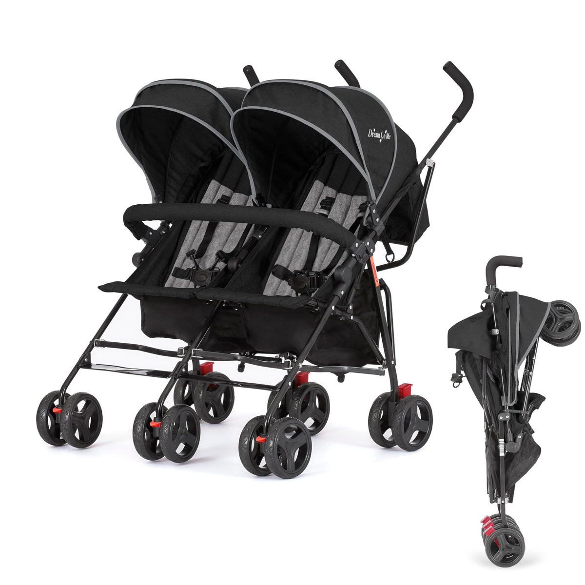 Black Twin Umbrella Toddler Stroller H19071