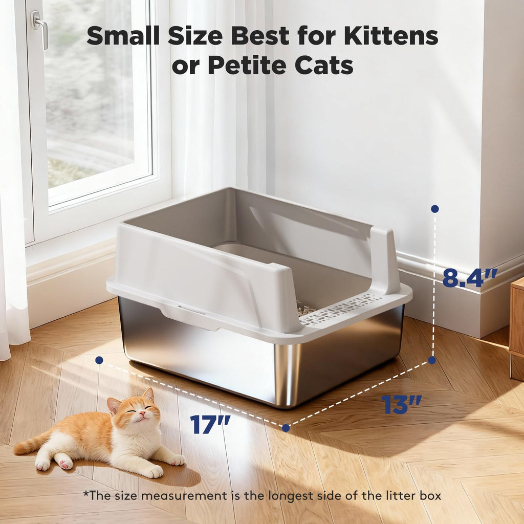 2 Pack Stainless Steel Cat Litter Box with Lid W744