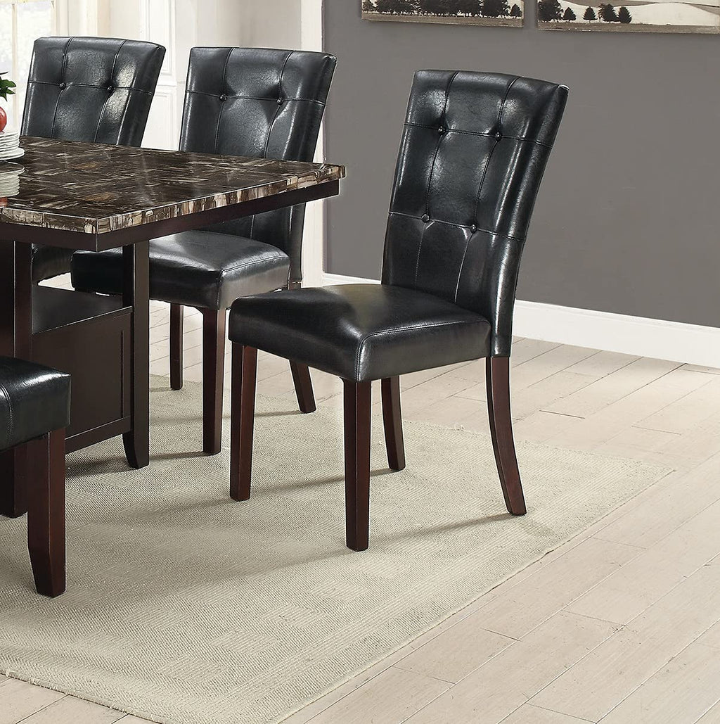 Set of 2 Black Faux Leather Tufted Dining Chairs S230