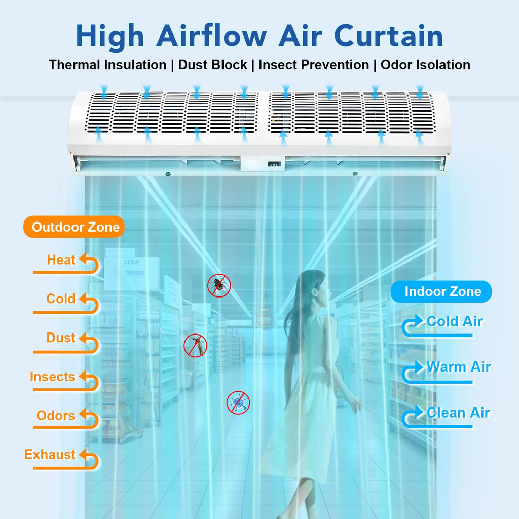 Wall Mounted Air Curtain 36 Inch Adjustable 2 Speed Q9918