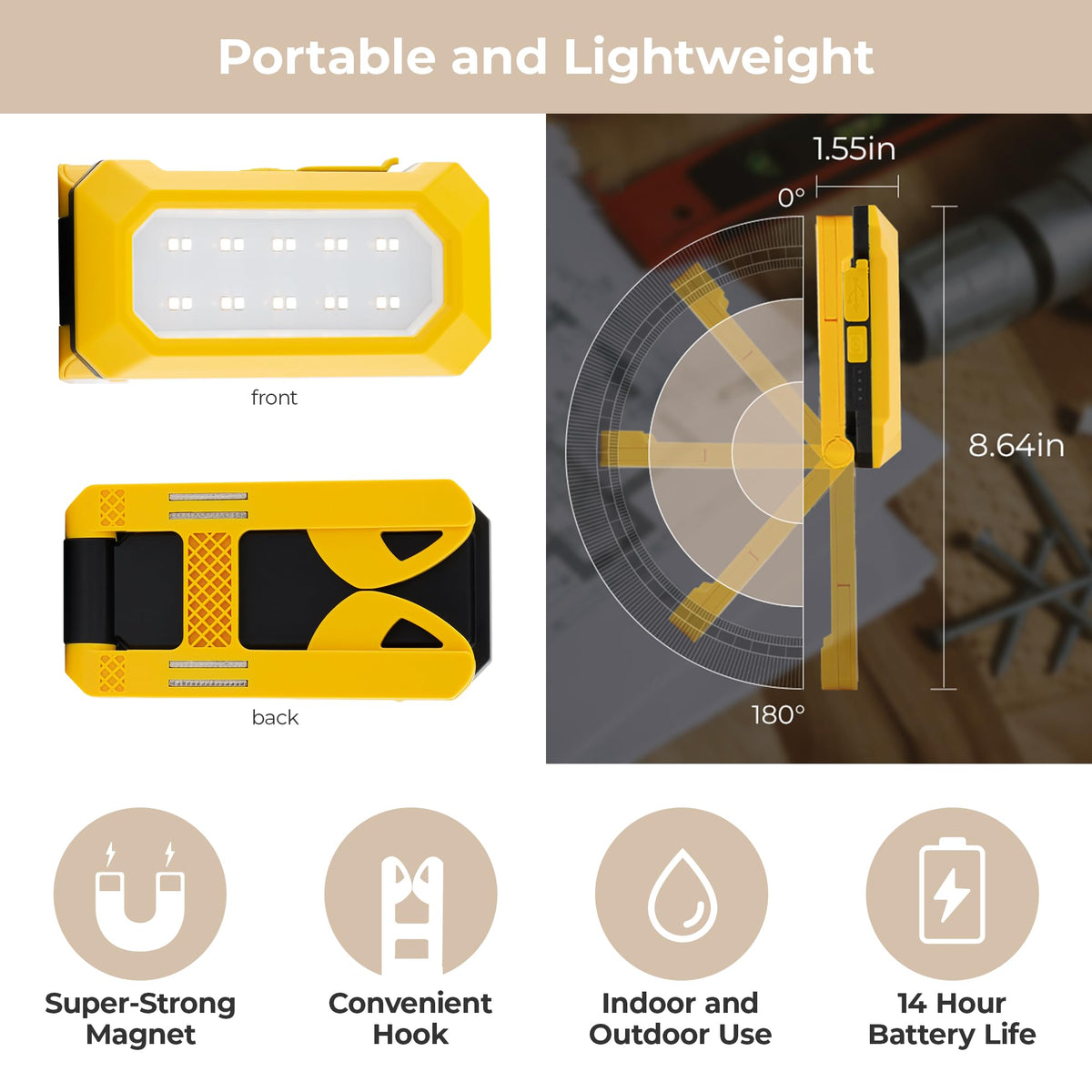 Rechargeable Magnetic LED Work Light 2.5W 1,500 Lumens F74345