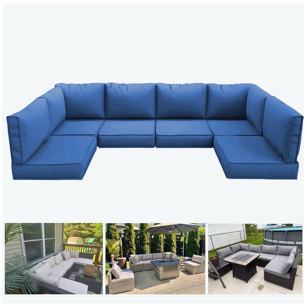 Light Blue 14-Piece Water-Repellent Outdoor Replacement Cushions Set G27641