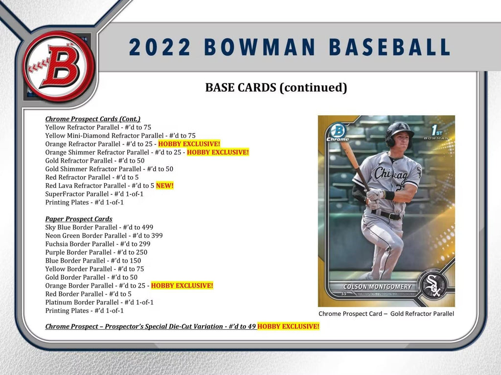 2022 Bowman Baseball Trading Card Mega Box H61139