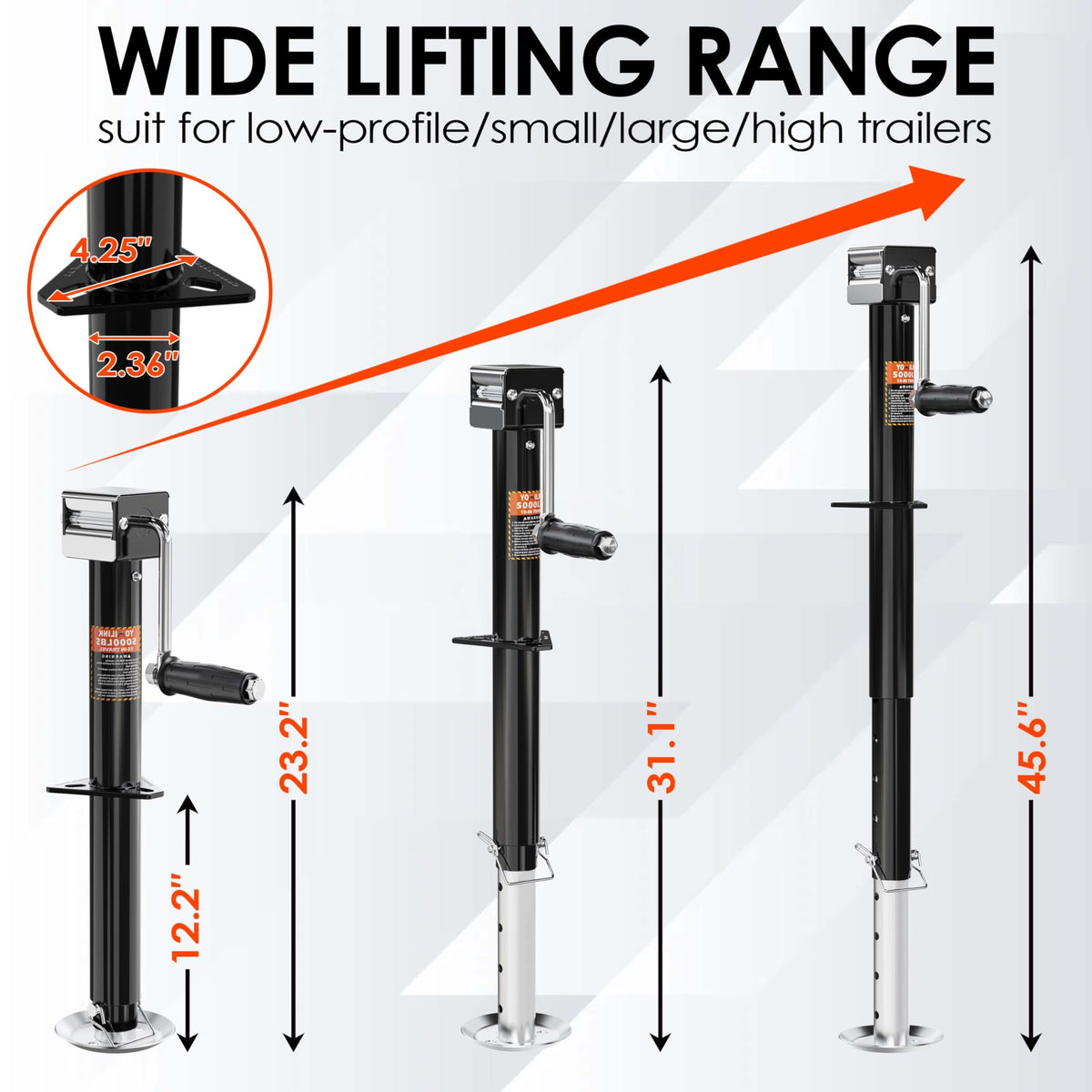 5000 lbs 15" Lift A-Frame Trailer Jack R19108