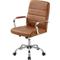 Brown PU Leather Office Chair with Arms Z449