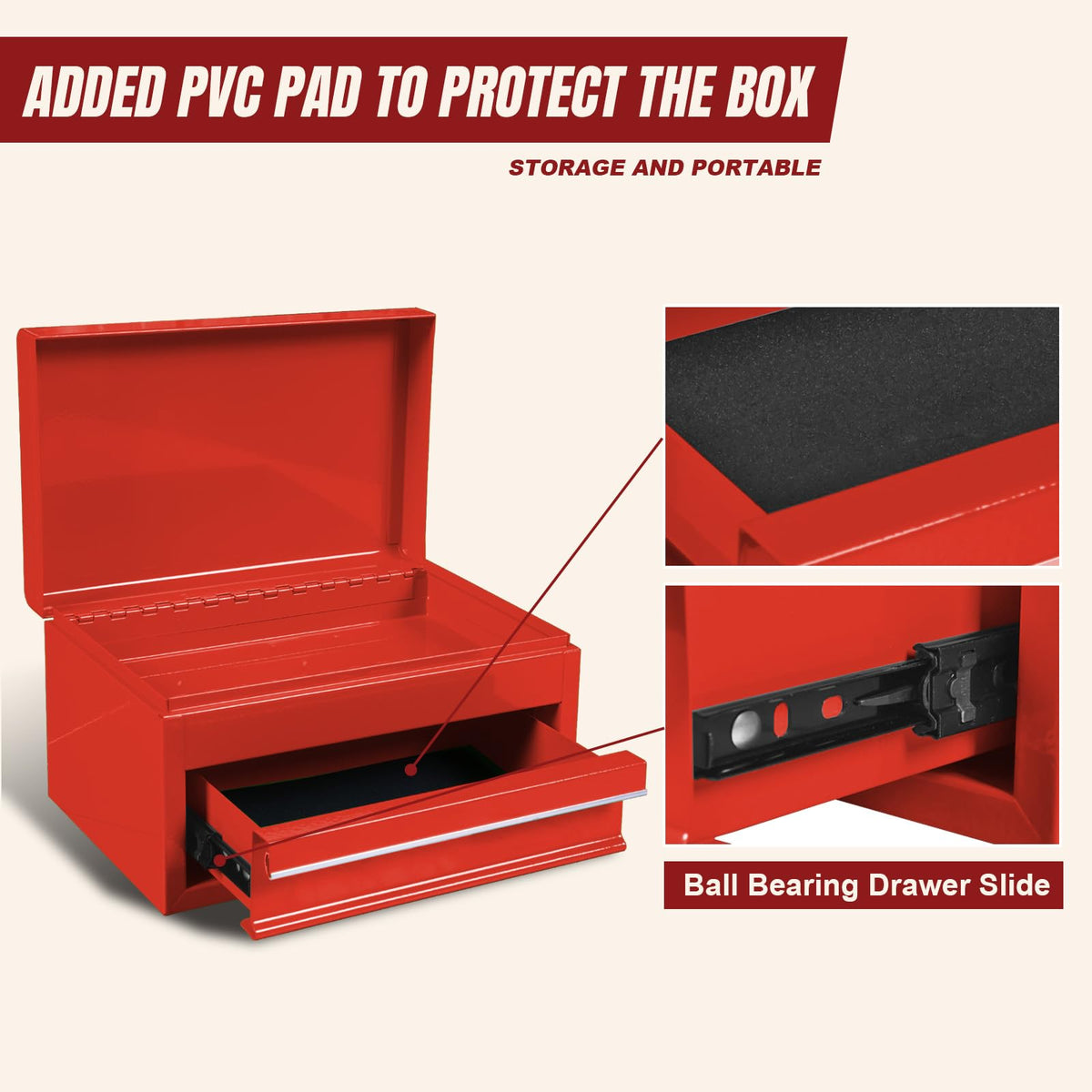 10" Mini Portable Steel Tool Box with Drawer T533