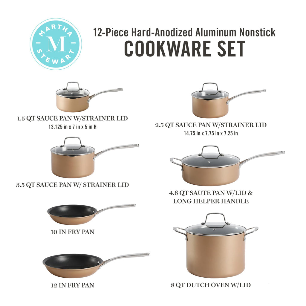 12 Piece Hard Anodized Nonstick Cookware Set H44432