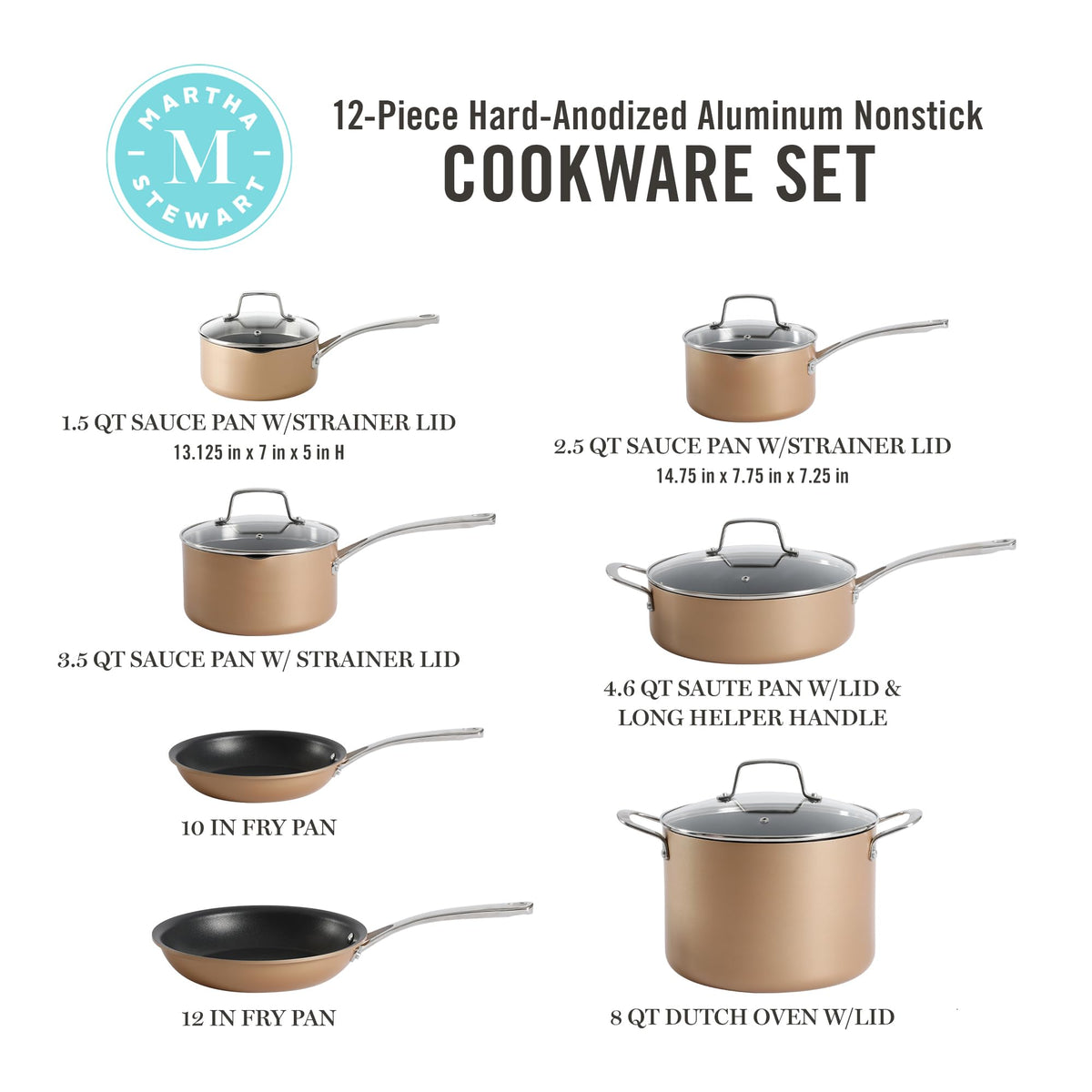 12 Piece Hard Anodized Nonstick Cookware Set H44432