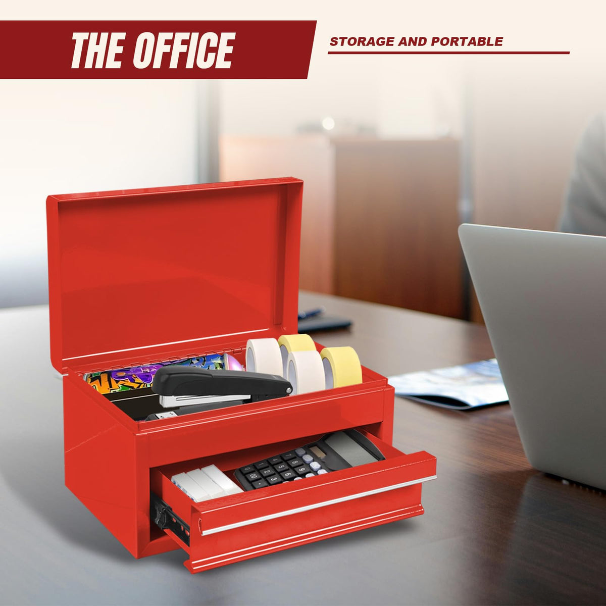 10" Mini Portable Steel Tool Box with Drawer T533