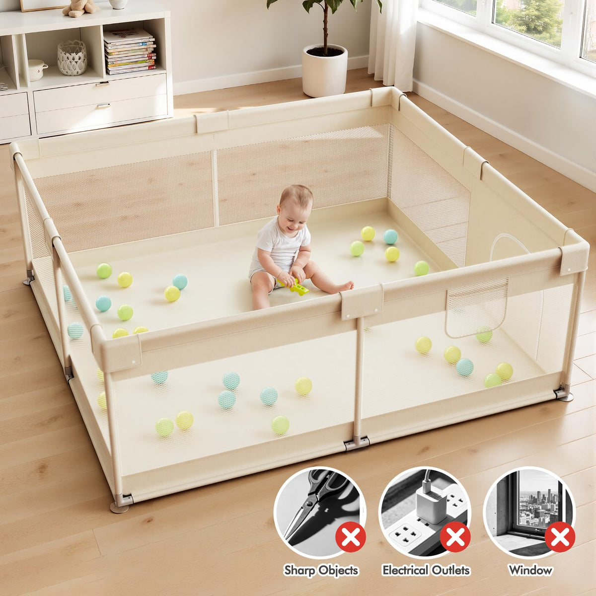 Beige Small Baby Playpen X2395