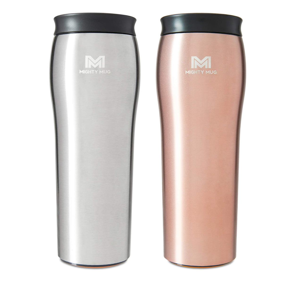 Silver Rosegold Stainless Steel 16 oz Insulated Travel Mug 2 Pack W324