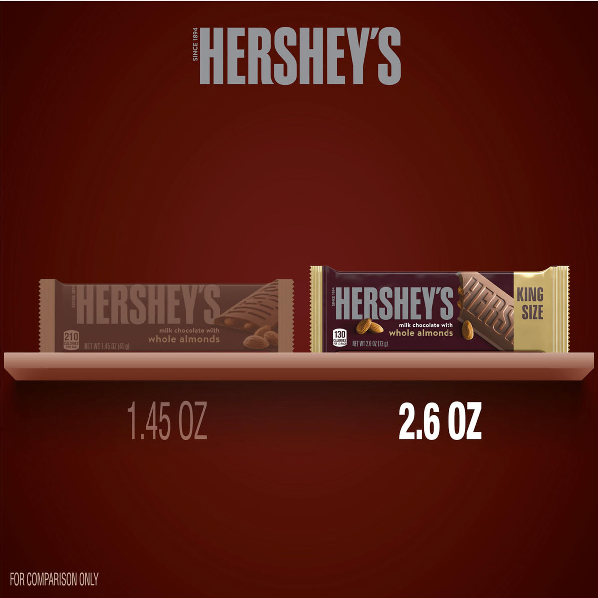 Milk Chocolate with Whole Almonds Candy Bars 2.6 oz 18 Count Y780093