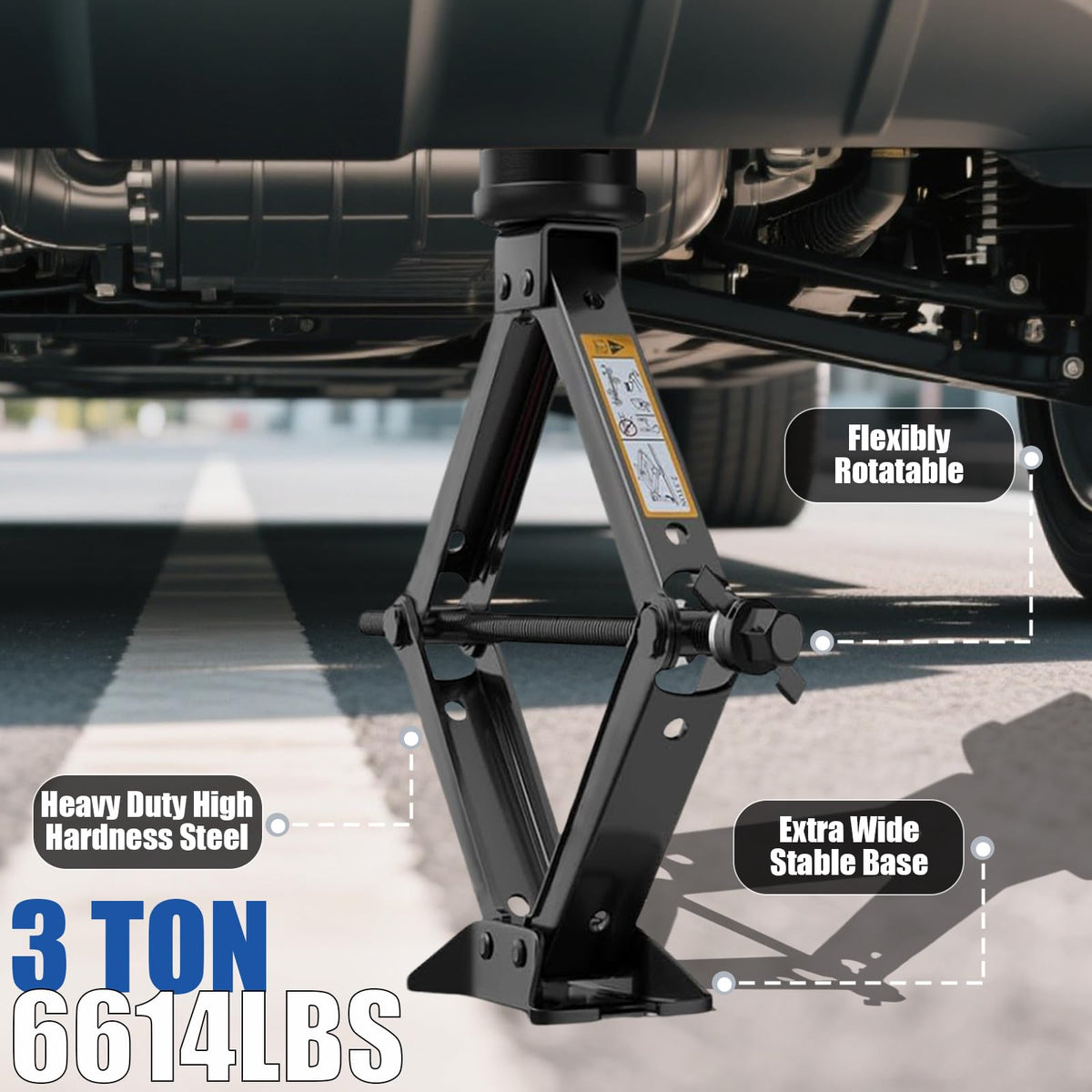 3 Ton Scissor Jack with Rubber Jack Pad Y57022