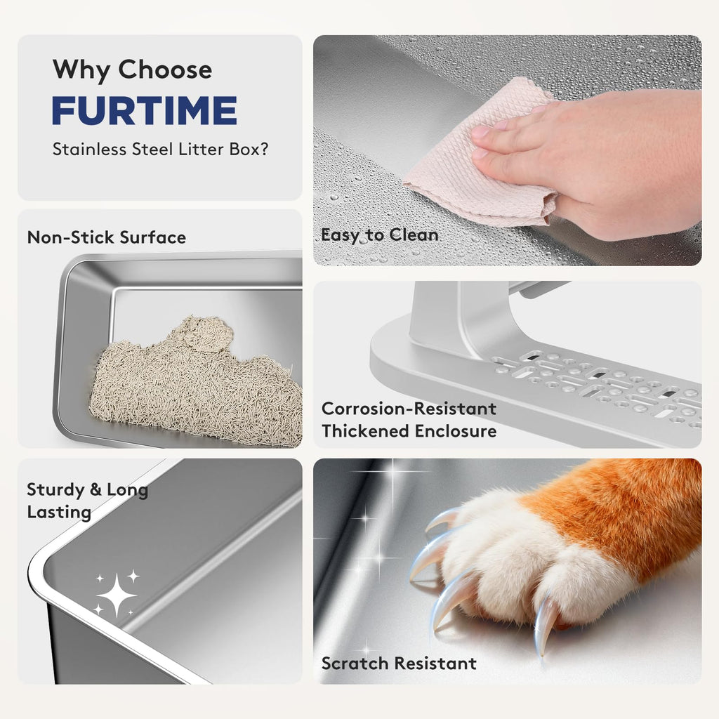 2 Pack Stainless Steel Cat Litter Box with Lid W744