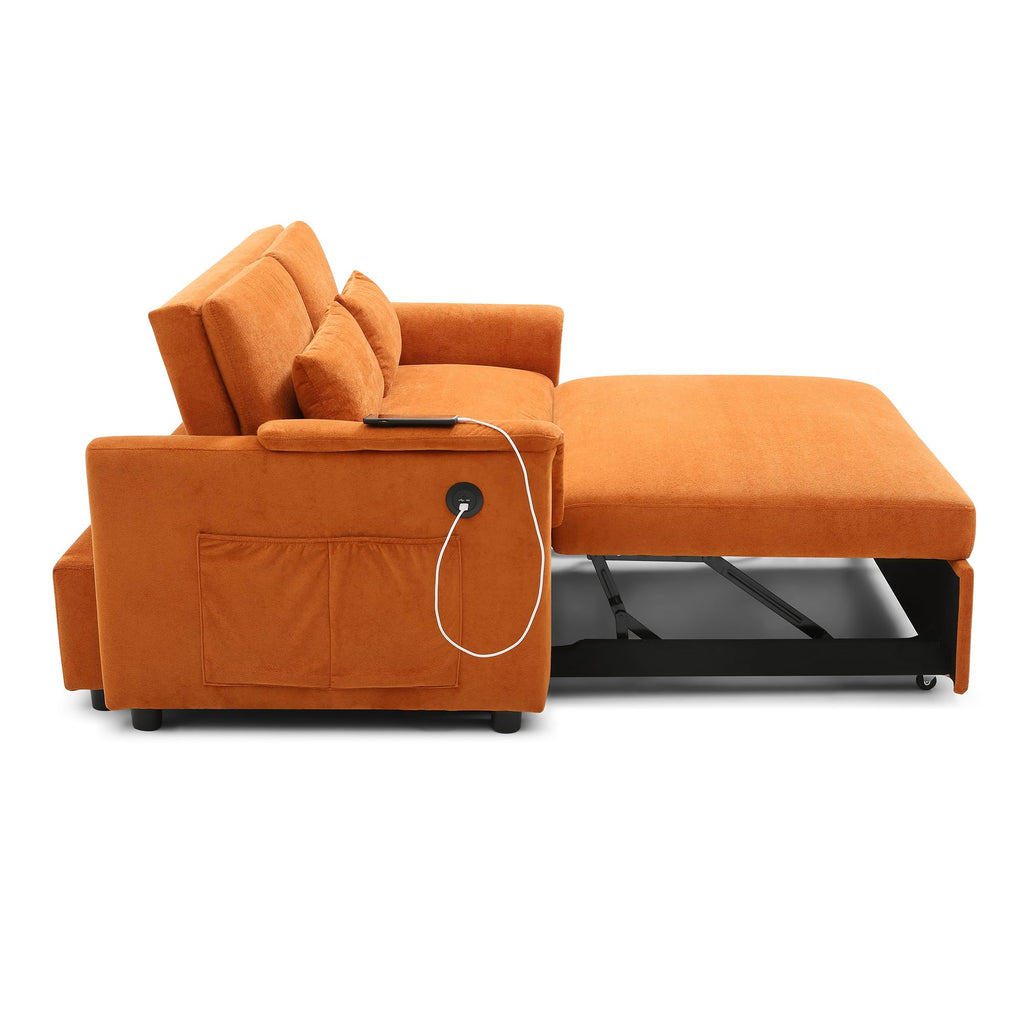 Orange Velvet Sleeper Sofa X2099