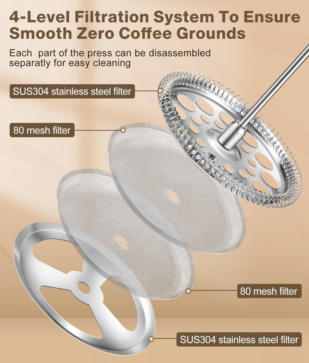 34 Ounce Stainless Steel French Press Coffee Maker X530